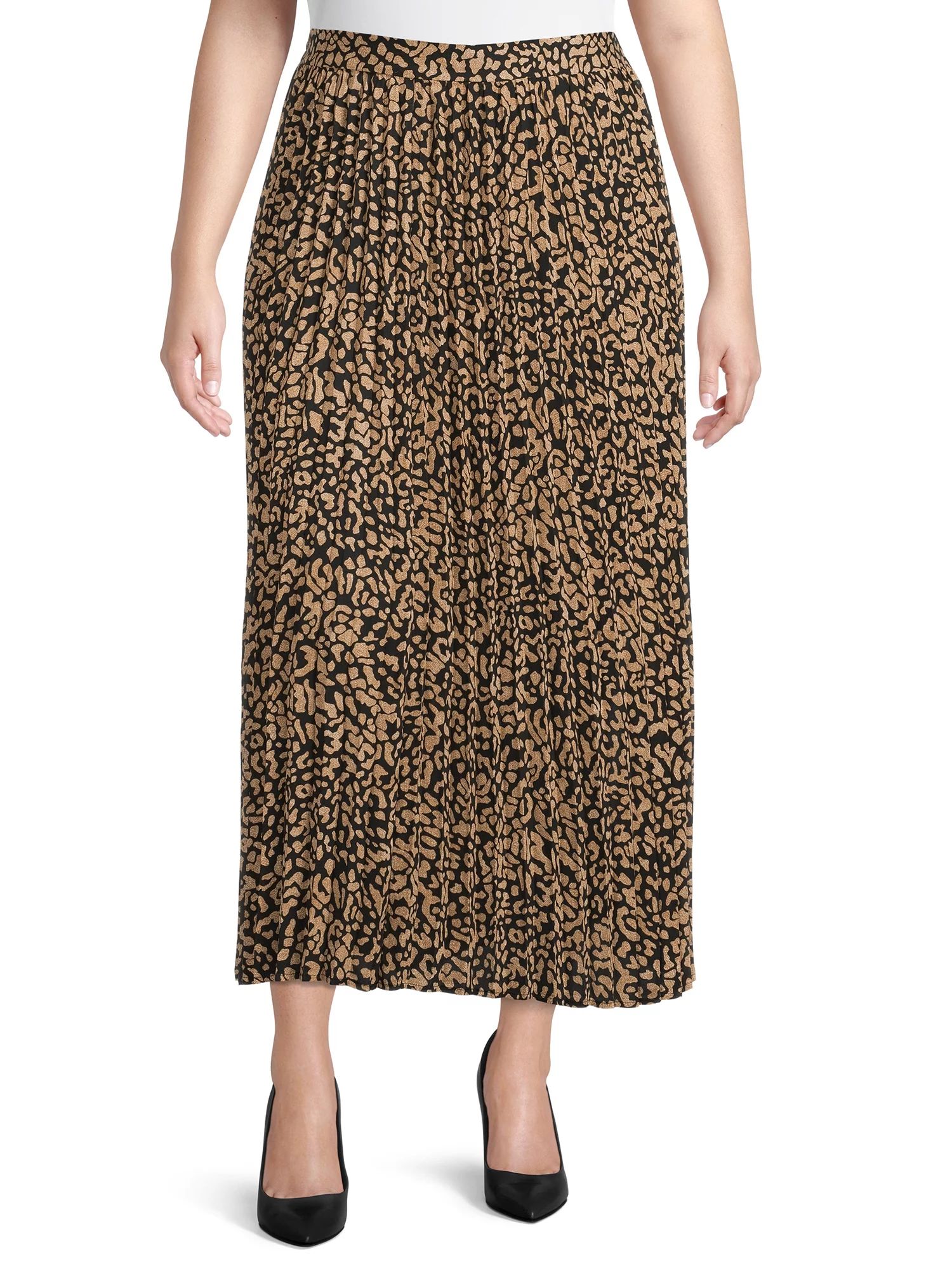 The Get Women's Plus Size Pleated Maxi Skirt - Walmart.com | Walmart (US)