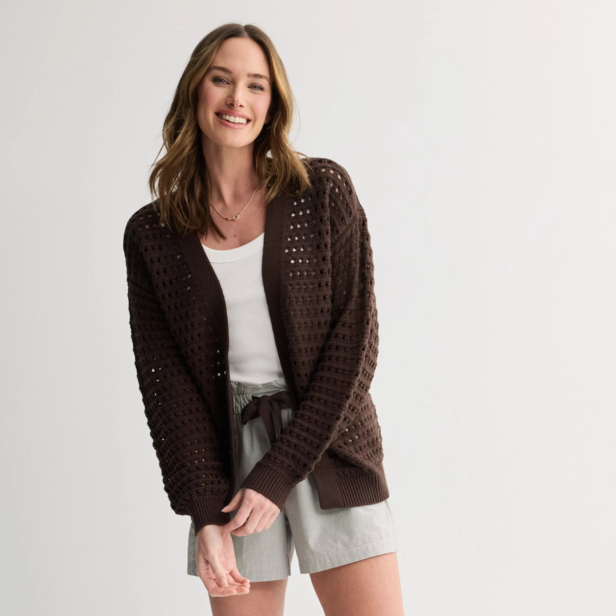 Women's Sonoma Goods For Life® Fisherman Sweater Cardigan | Kohl's