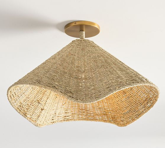 Raya Woven Round Flush Mount (21") | Pottery Barn (US)
