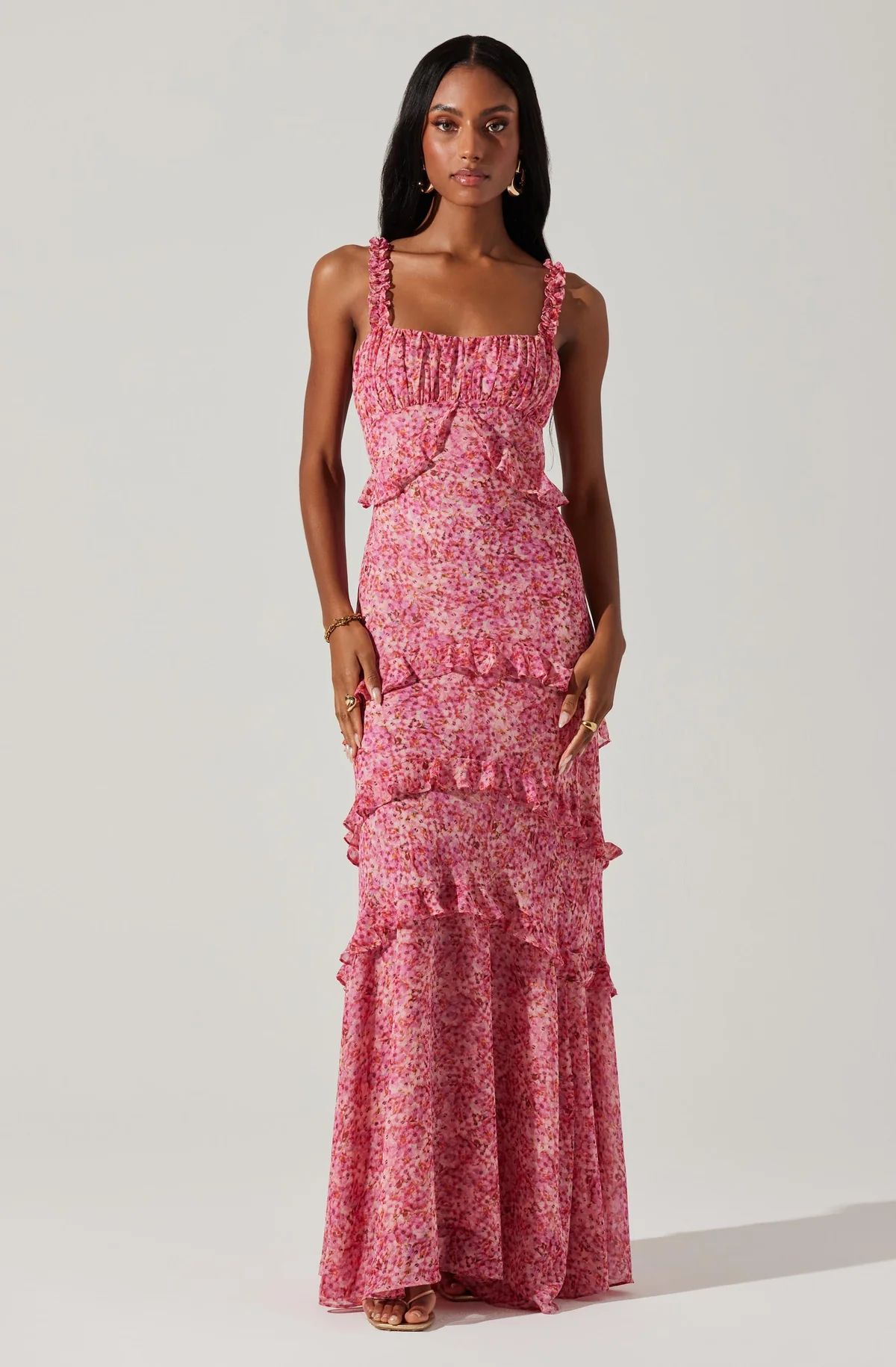 Olina Floral Ruffle Maxi Dress | ASTR The Label (US)