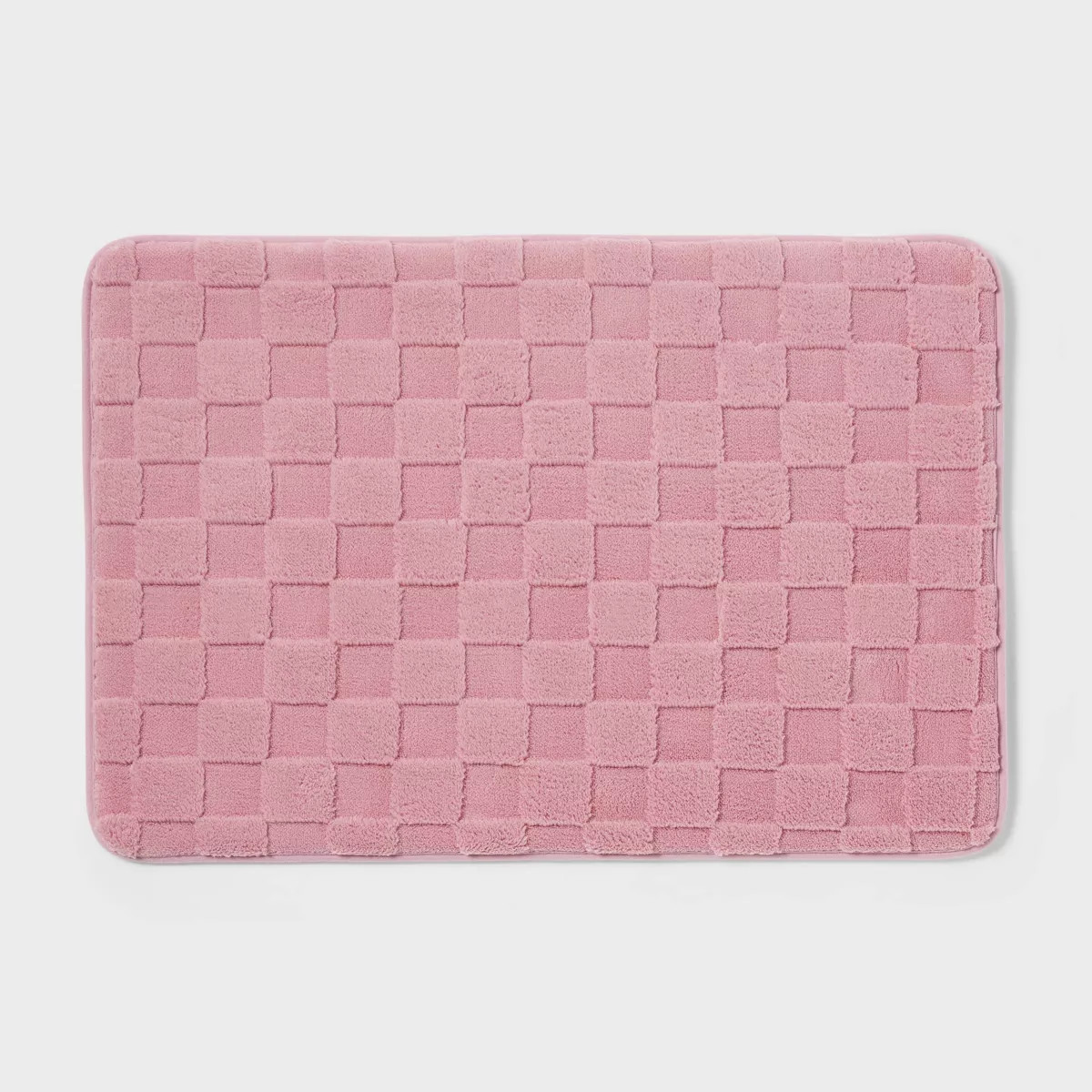 20"x30" Everyday Checked Cushion Bath Rug Pink - Room Essentials™ | Target