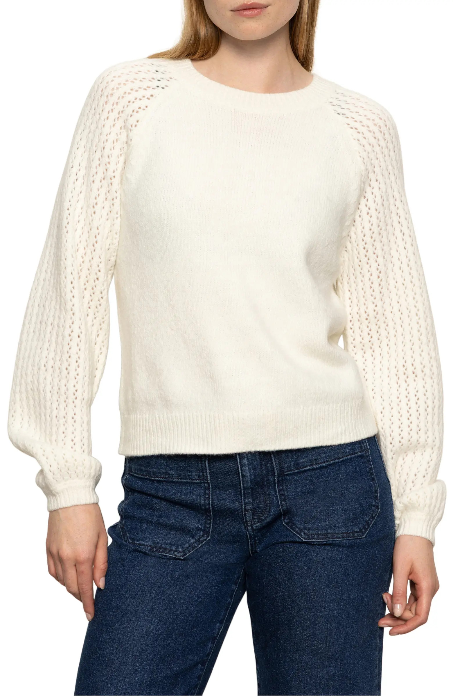 Cozy Moment Pointelle Sleeve Detail Sweater | Nordstrom