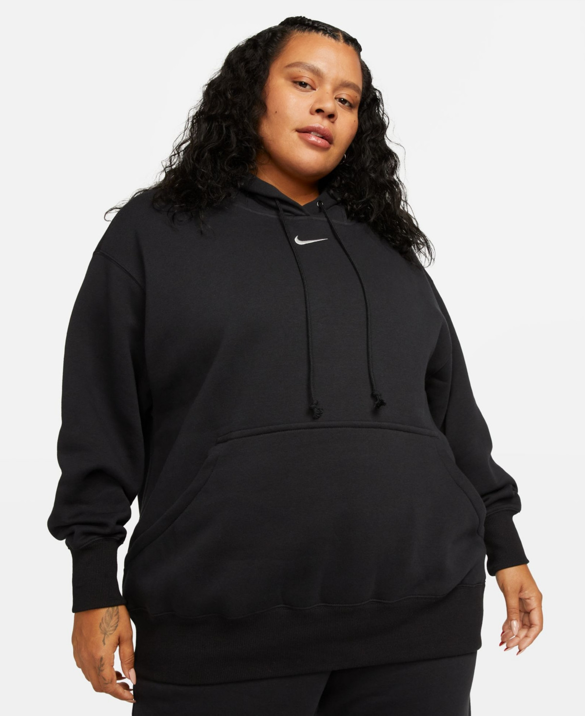Nike Sportswear Plus Size Phoenix Fleece Oversized Pullover Hoodie - Black/sail | Macy's