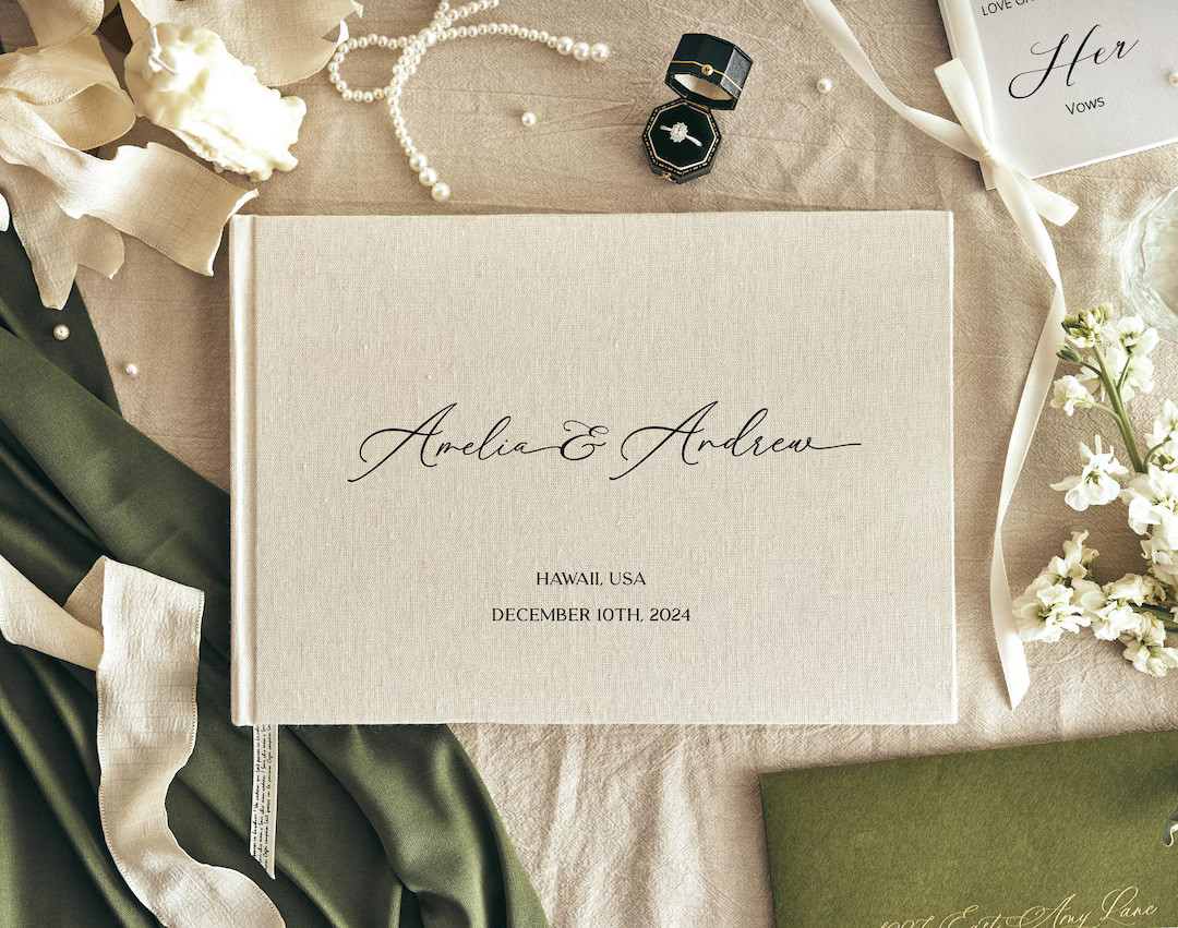 Custom Wedding Guest Book, Linen Polaroid Photo Album, Engagement and Anniversary Scrapbook, Wedd... | Etsy (US)