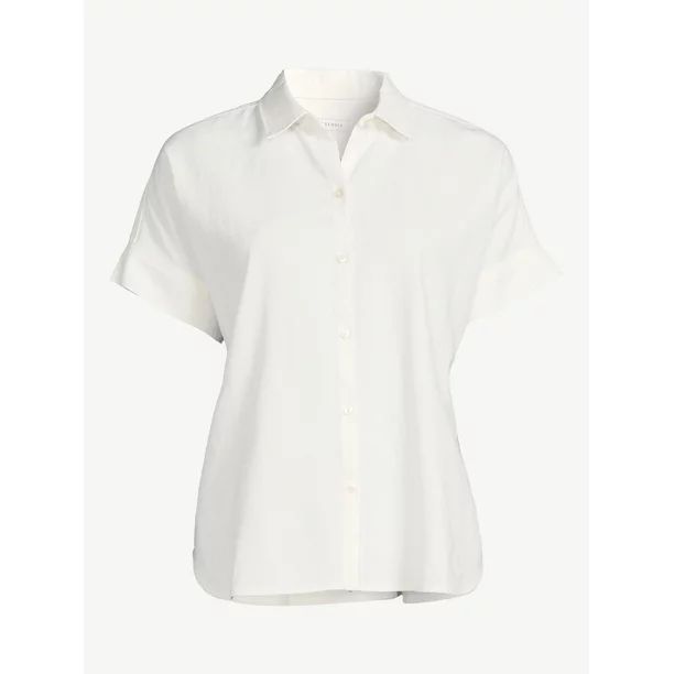 Free Assembly Women's Button Down Shirt with Short Sleeves - Walmart.com | Walmart (US)