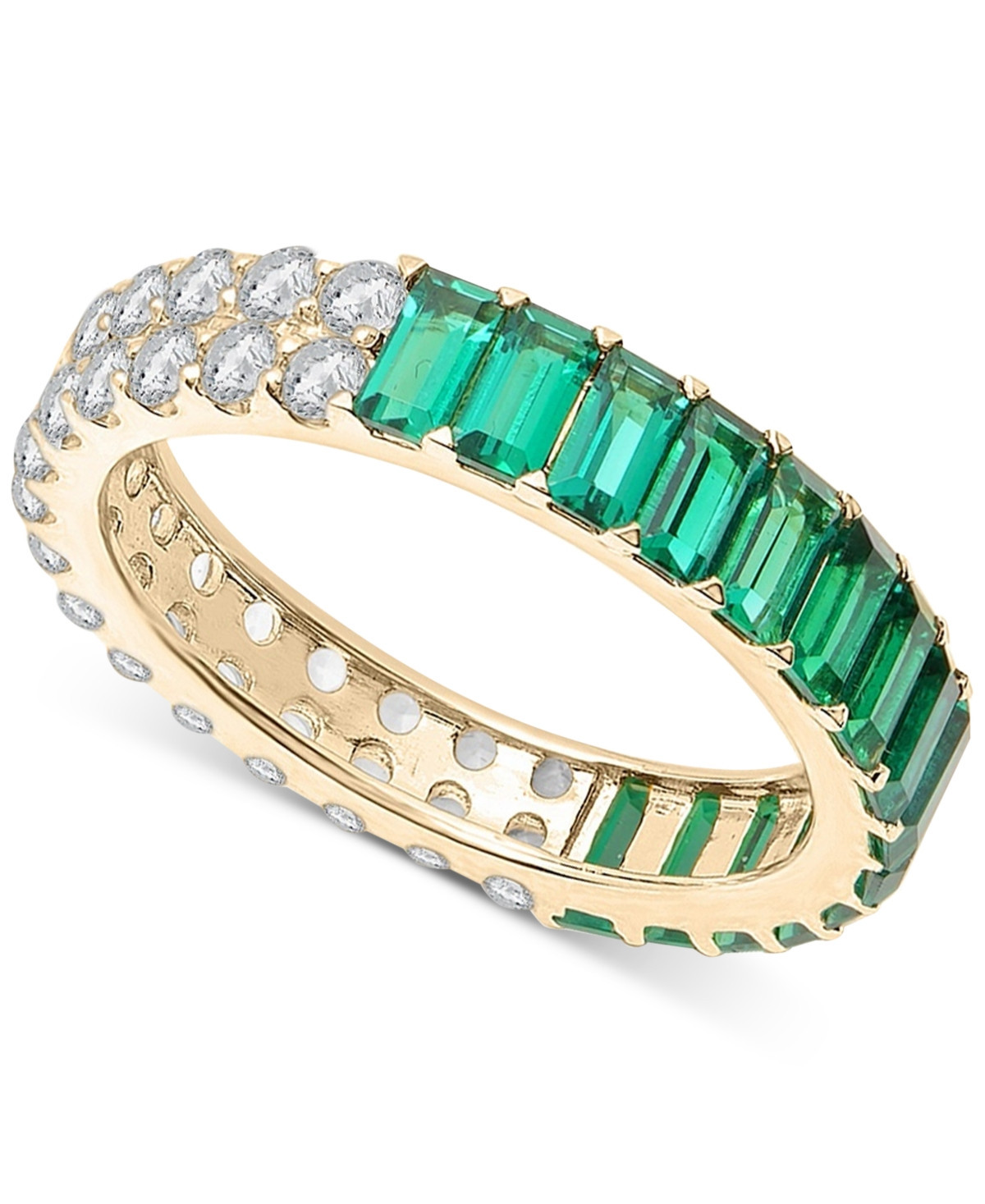 Audrey by Aurate Lab-Grown Emerald (1-1/2 ct. t.w.) & Lab-Grown White Sapphire (1-1/2 ct. t.w.) Statement Ring in Gold Vermeil, Created for Macy's - G | Macy's