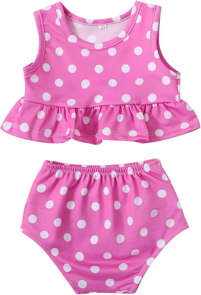 Toddler Kid Baby Girls Swimsuit Dots Sleeveless Swimwear Two-Piece Bathing Suit Beach Bikini Summ... | Amazon (US)