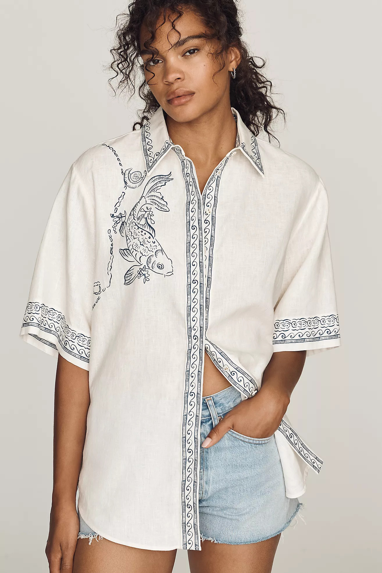 AL\u00c9MAIS Lucky 100% Linen Buttondown Shirt | Anthropologie (US)