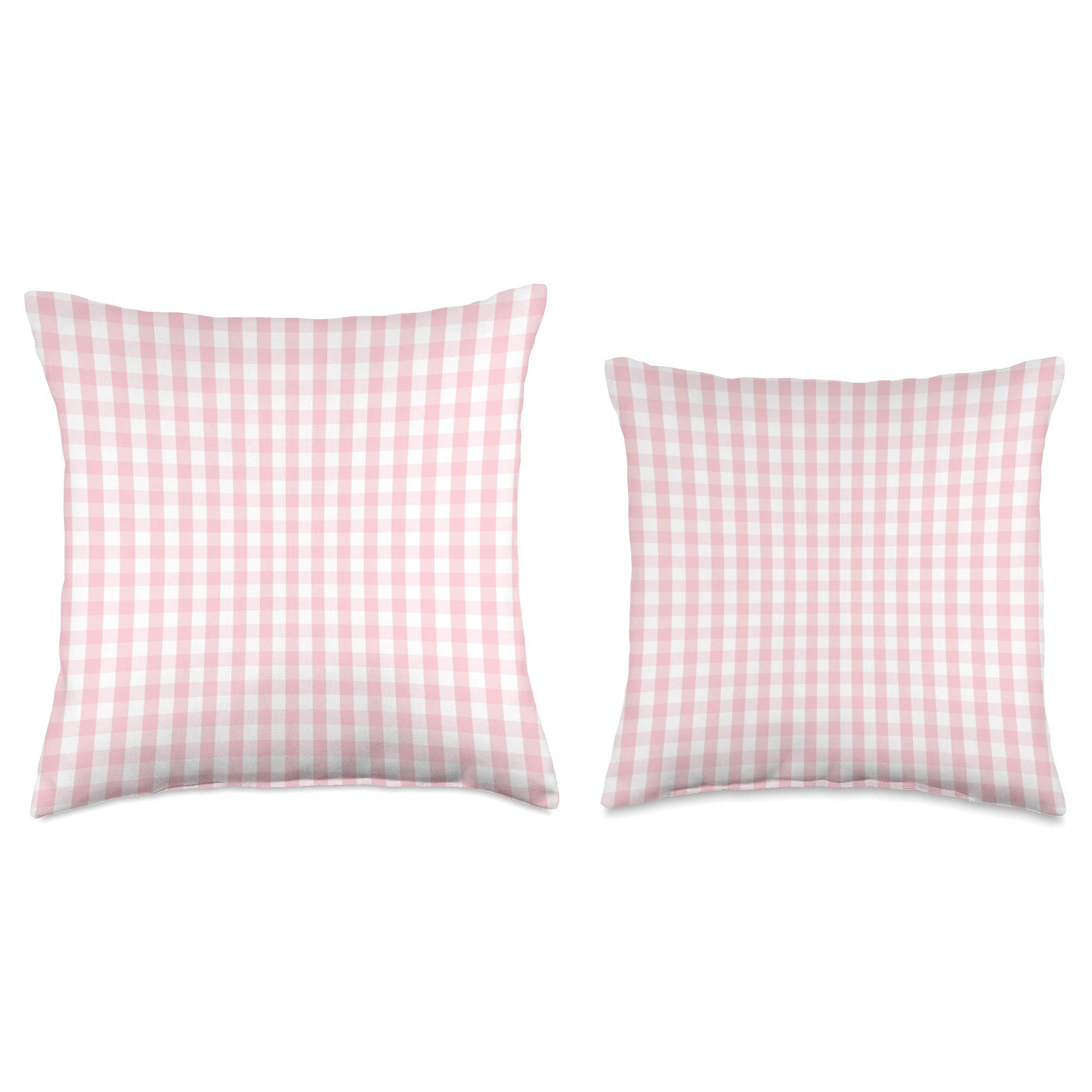 White and Light Pink Pastel Color Gingham Check Throw Pillow | Amazon (US)