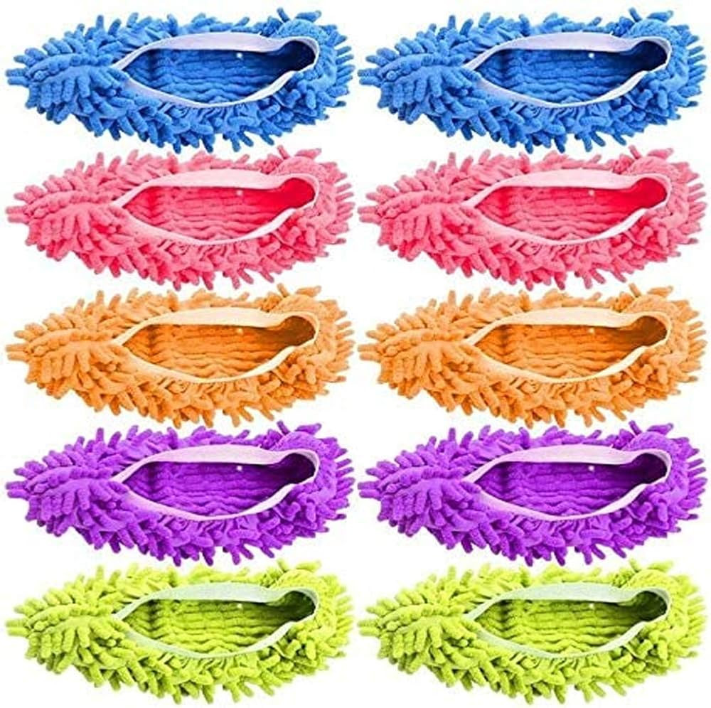 Mop Slippers Shoes 5 Pairs (10 Pieces) - Microfiber Cleaning House Mop Slippers Floor Cleaning To... | Amazon (US)