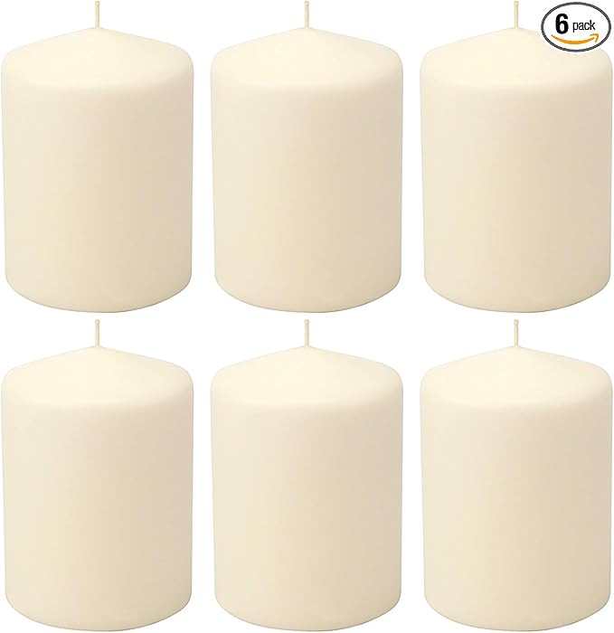 Stonebriar 35 Hour Long Burning Unscented Pillar Candles, 3x4, Ivory | Amazon (US)