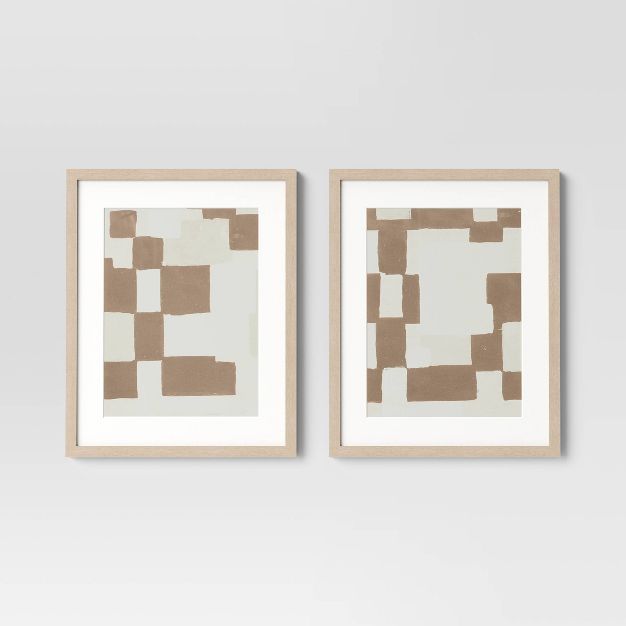 16&#34; x 20&#34; 2pk Neutral Checkers Framed Under Glass - Threshold&#8482; | Target