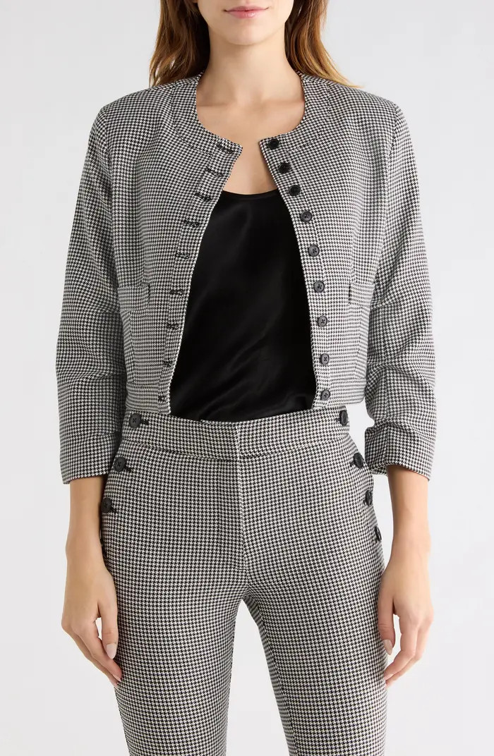 Derek Lam 10 Crosby Piera Houndstooth Ruched Sleeve Jacket | Nordstromrack | Nordstrom Rack
