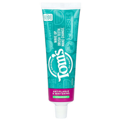 Tom's of Maine, Antiplaque & Whitening Toothpaste, Fluoride Free, Spearmint , 4.5 oz (127 g) | iHerb