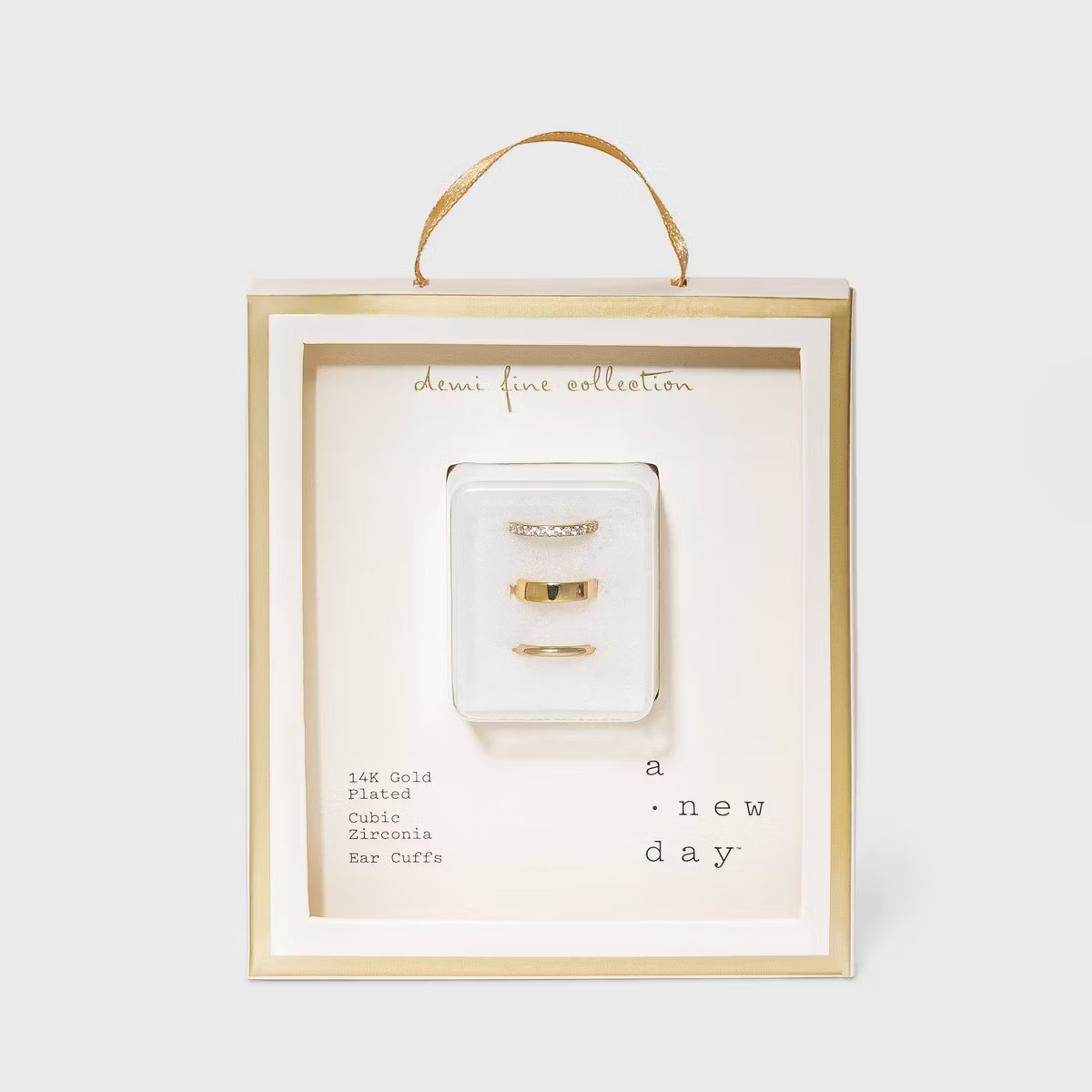 14K Gold Plated Cubic Zirconia Ear Cuff Set 3pc - A New Day™ | Target
