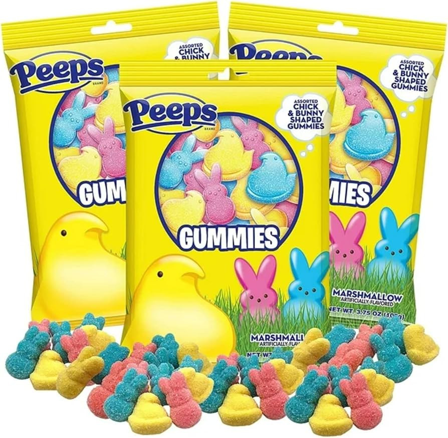 Easter Peeps Gummies, Marshmallow Flavored Bunnies and Chicks, Egg and Basket Stuffers Candy, (Pa... | Amazon (US)