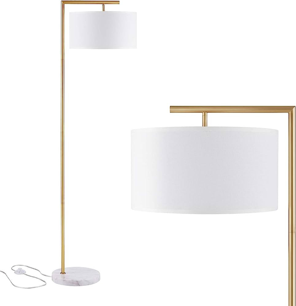 Archiology Floor Lamp - Gold Floor Lamp with Marble Base & White Linen Drum Shade ,Modern Floor L... | Amazon (US)
