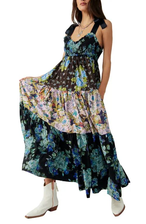Free People Bluebell Mixed Floral Cotton Maxi Dress in Cool Combo at Nordstrom, Size Large | Nordstrom
