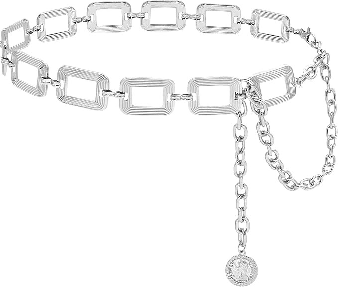 Women's Chain Belt Metal Waist Belt Chunky Belly Link Belt | Amazon (US)