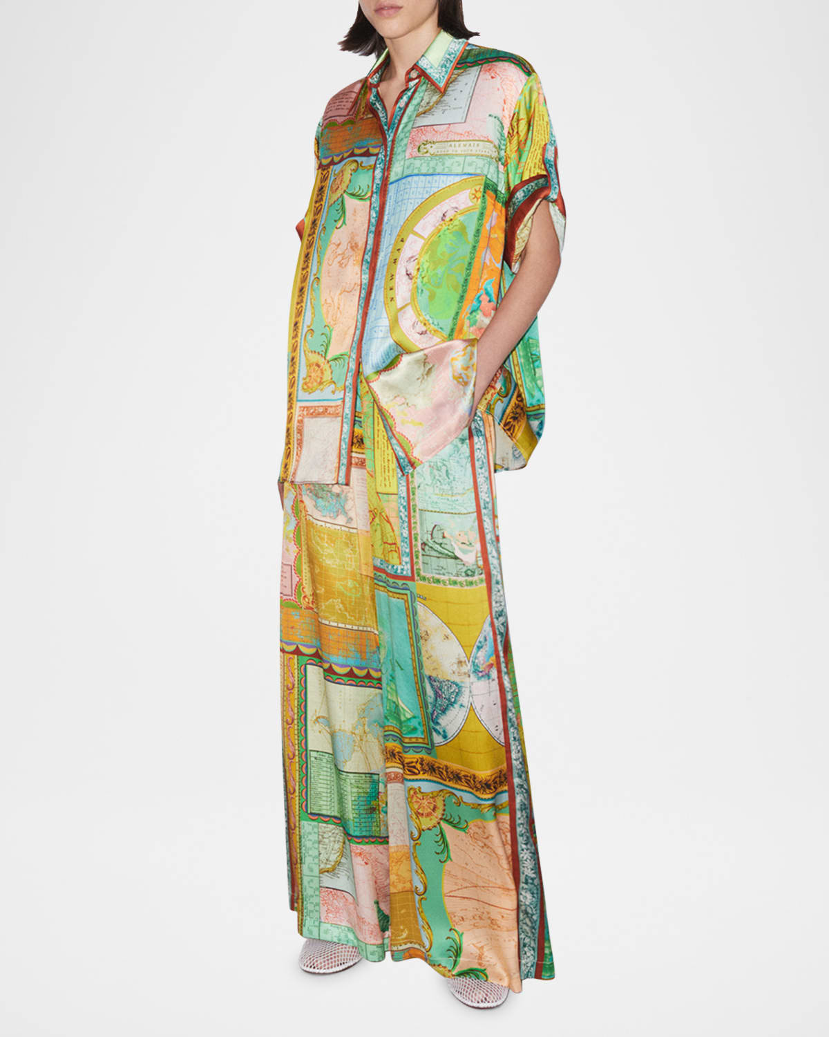 Atlas Button-Front Silk Shirt | Neiman Marcus