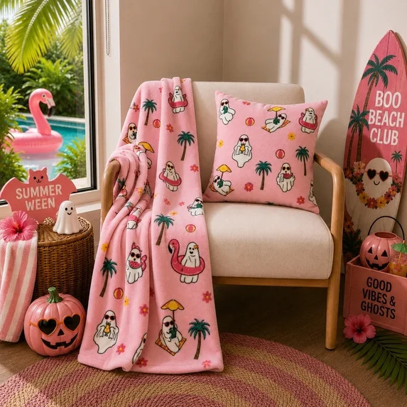 Summer Ween Oversize Super Soft Plush Throw Blankets, Patio Pool Halloween Throws, VACATION GHOST... | Walmart (US)