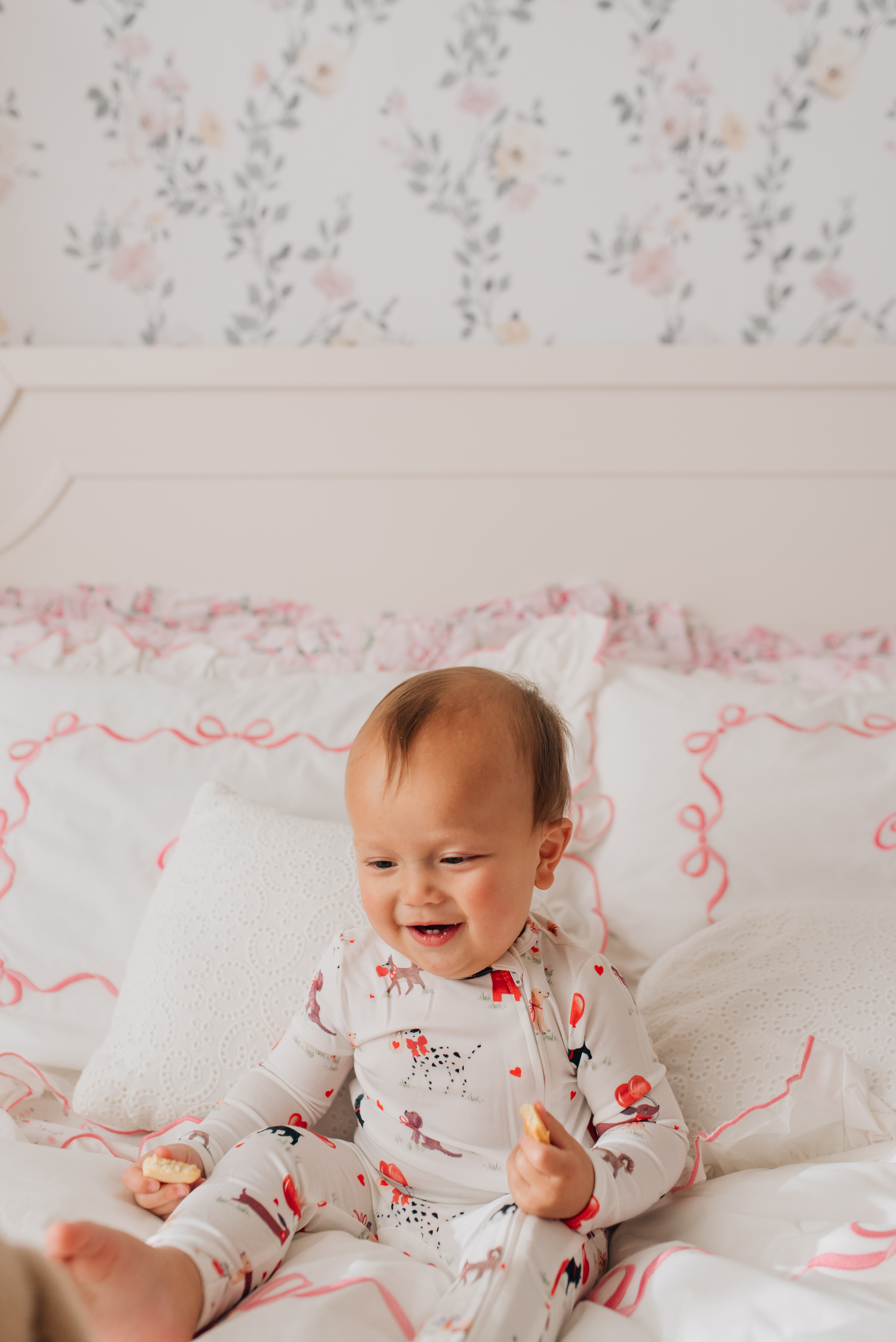 Asher enjoying Chloe’s new Valentine’s bedding from Pottery Barn  

 #LTKValentine #LTKSeasonal #LTKHome