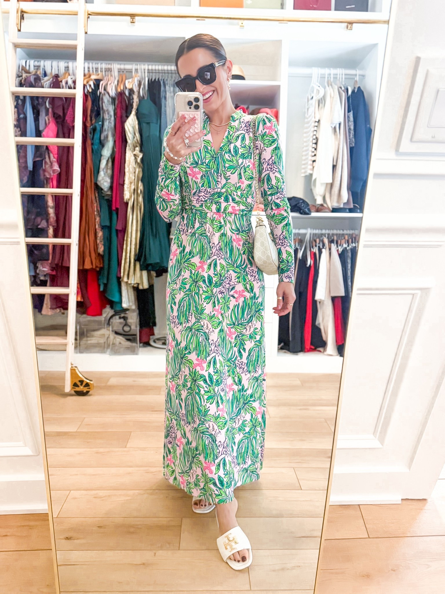 Resort wear. Coastal dress. Lilly Pulitzer midi dress in 00 - it’s a maxi length on me. Vacation outfit. Vacation dress. Resort dress. Vacation dress. Tory Burch Eleanor slides - I went up half a size. 

#LTKTravel #LTKmomlife #LTKootd