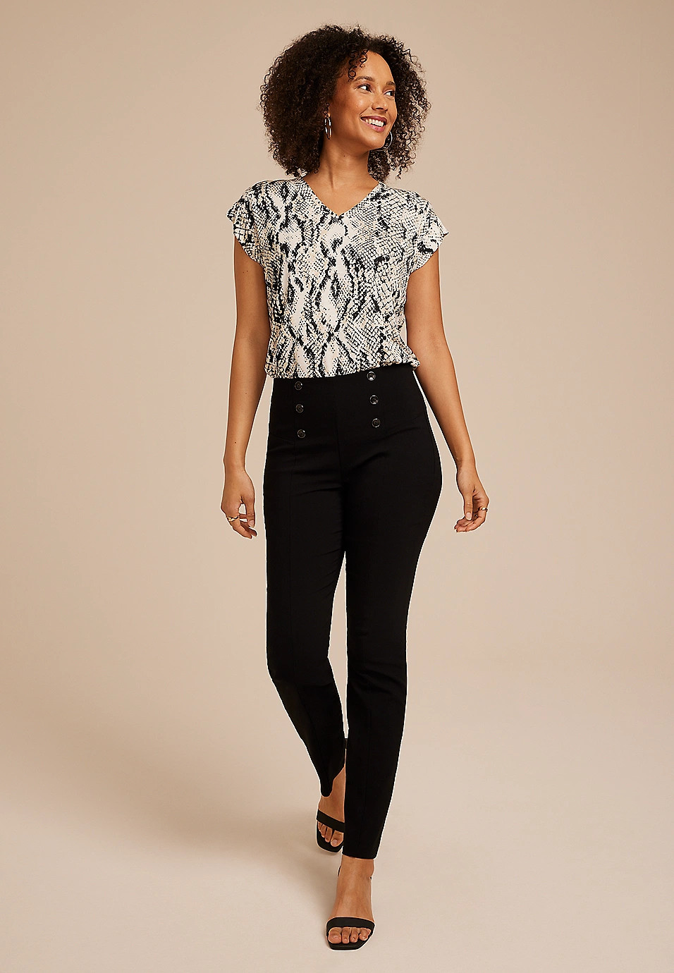 24/7 Magnolia Snake Print V Neck Tee | Maurices