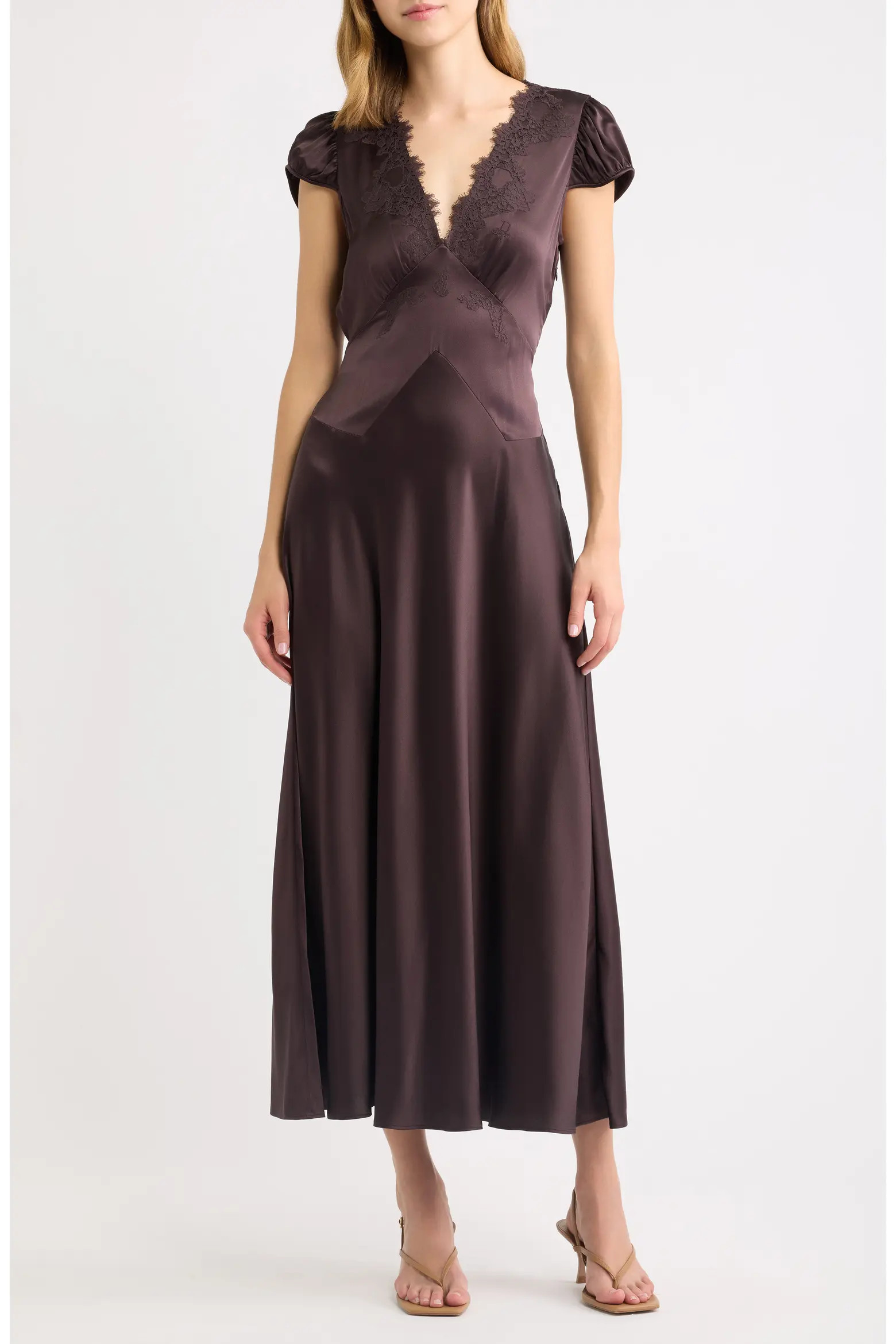 DÔEN Coraline Lace Detail Floral Satin Maxi Dress (Women) | Nordstrom | Nordstrom