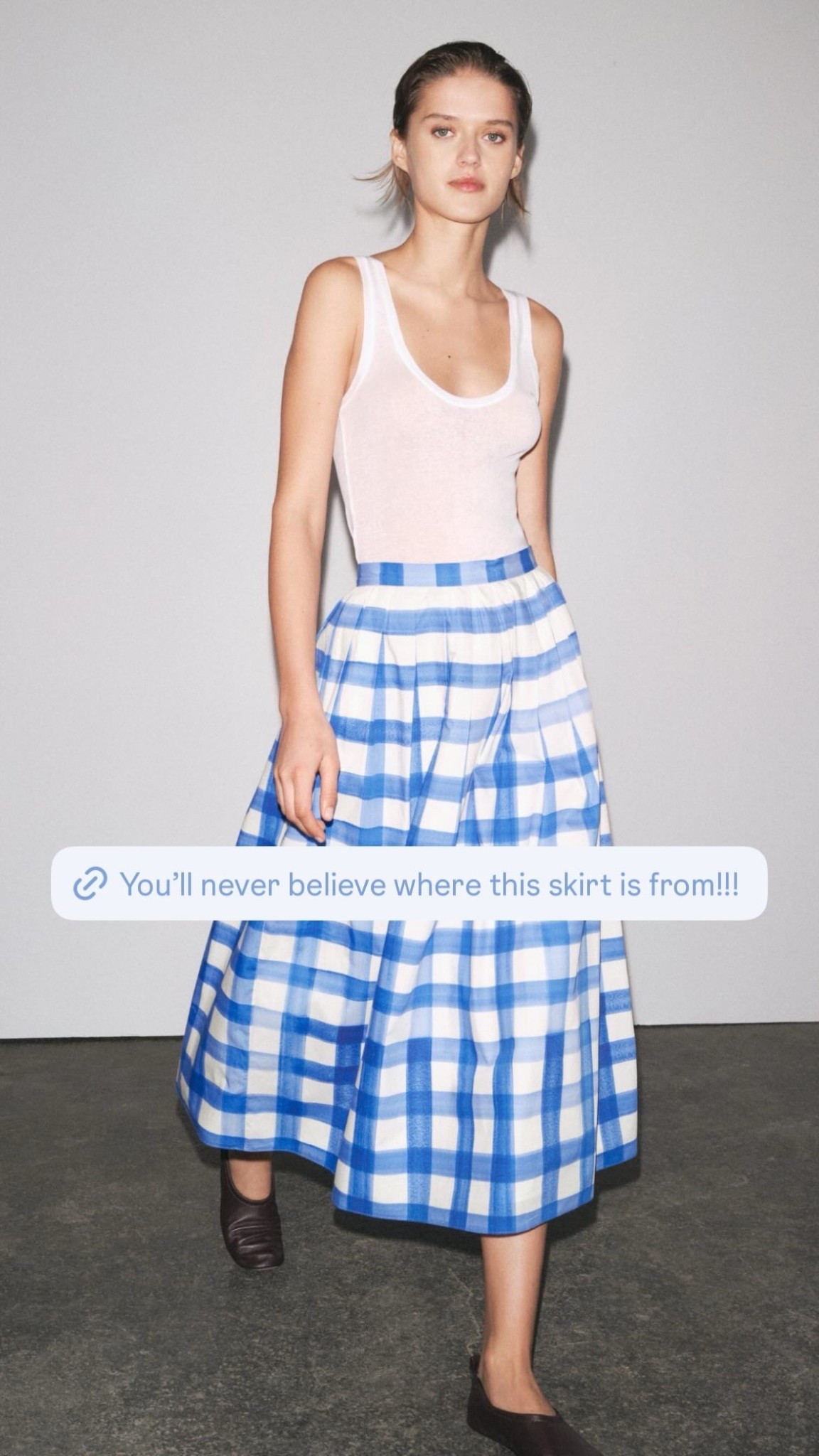 This blue gingham midi skirt is amazing! Under $100! 

#LTKSeasonal