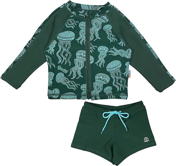 SwimZip Kids' Long Sleeve Rash Guard + Euro Shorties UPF 50+ Swimsuit Set | Amazon (US)
