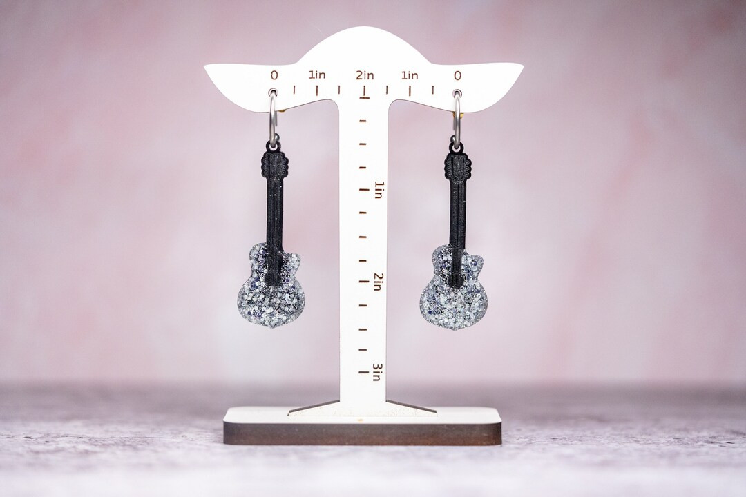 Sparkly Guitar Earrings, Silver or Gold Swiftie Silver Guitar Earrings, Swiftie Earrings, Hypoall... | Etsy (US)