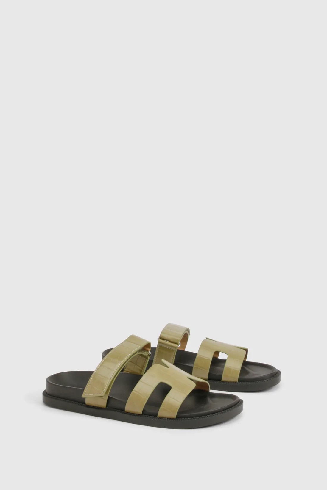 Sandals | Croc Cutout Foodbed Sliders | boohoo | Boohoo.com (UK & IE)