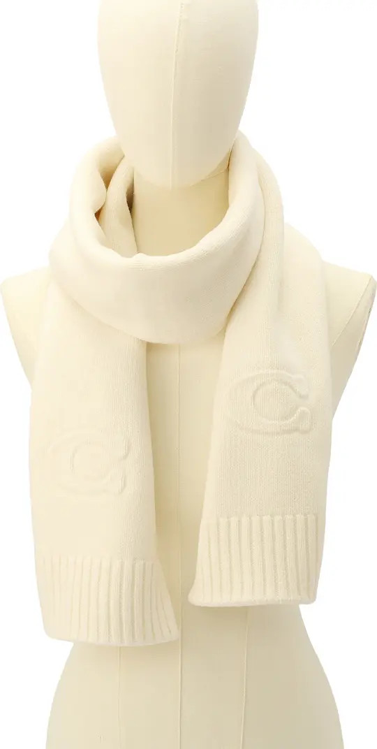 COACH Embossed Logo Merino Wool Blend Scarf | Nordstrom | Nordstrom