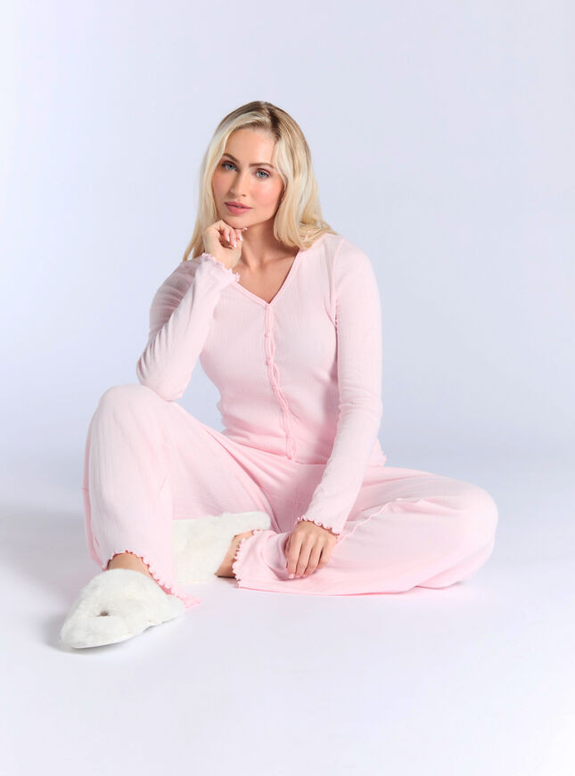 Lettuce Edge Cotton Pointelle Pyjama Set | Boux Avenue | Boux Avenue (UK)