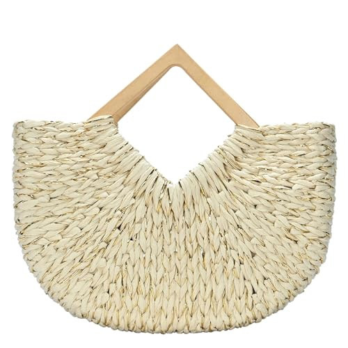 MMS Brands Miztique Women's Aria Tote, Tote Bag for Women, Purses and Handbags, Winged Straw Tote Bag with Triangle Handle (Cream) | Amazon (US)