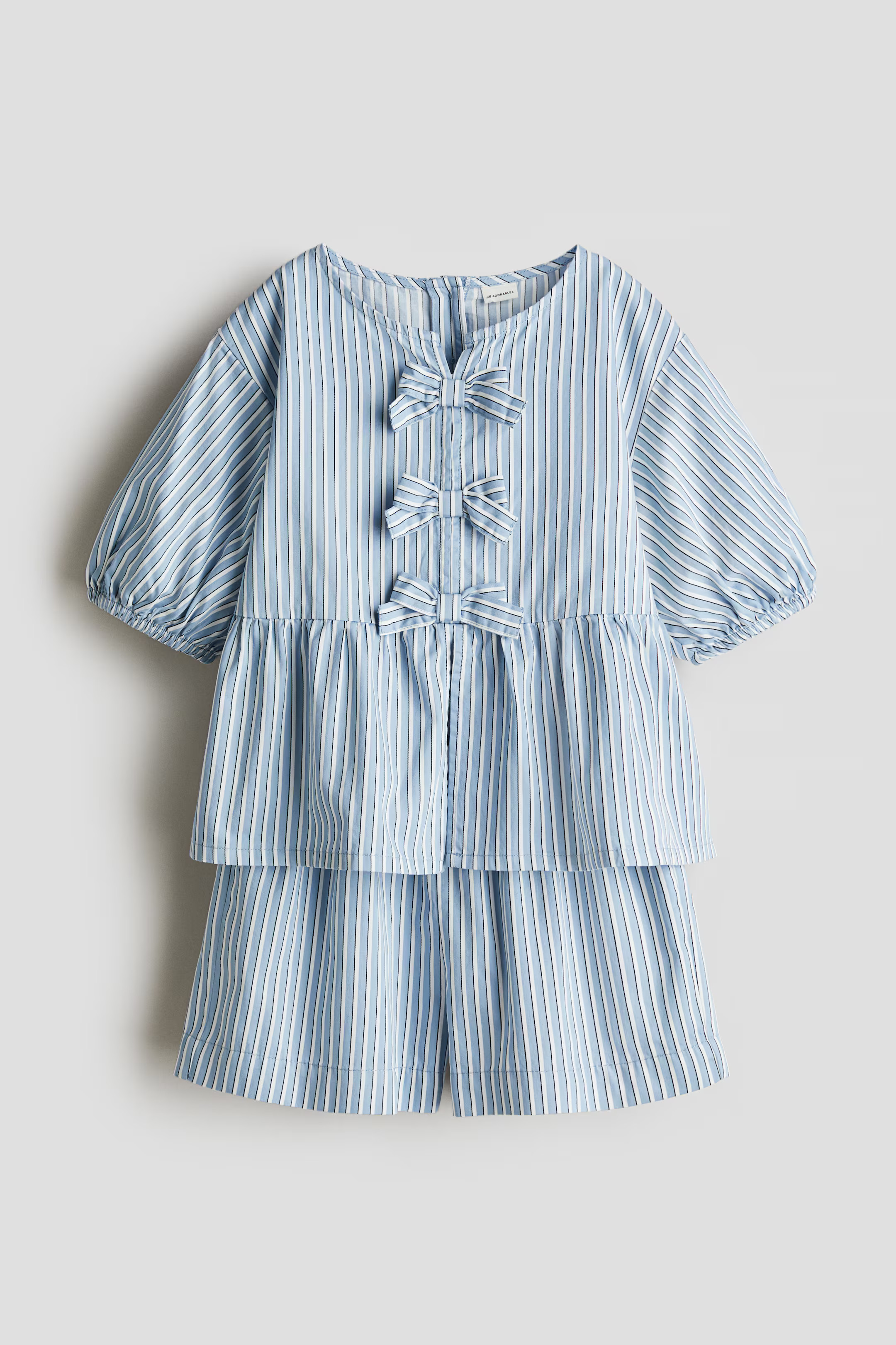 2-piece Cotton Poplin Set - Light blue/white striped - Kids | H&M US | H&M (US + CA)