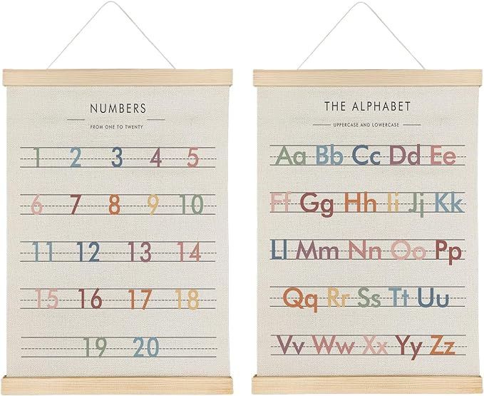 Boho ABC Posters Set - Alphabet Banner, Alphabet Number Posters 12x16 with Hanger, Boho Rainbow N... | Amazon (US)