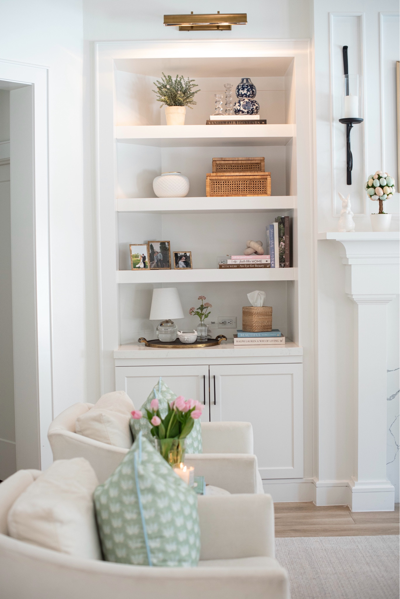 Spring shelf styling 🌷

Easter decor
Grandmillenial 
Classic
Timeless
Living room

#LTKhome #LTKSeasonal #LTKstyletip