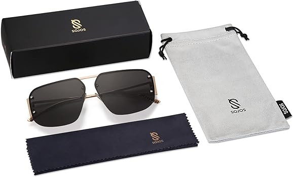 SOJOS Trendy Aviator Sunglasses Mens Womens Retro Metal Rimless Frame Shades Lentes De Sol Para M... | Amazon (US)