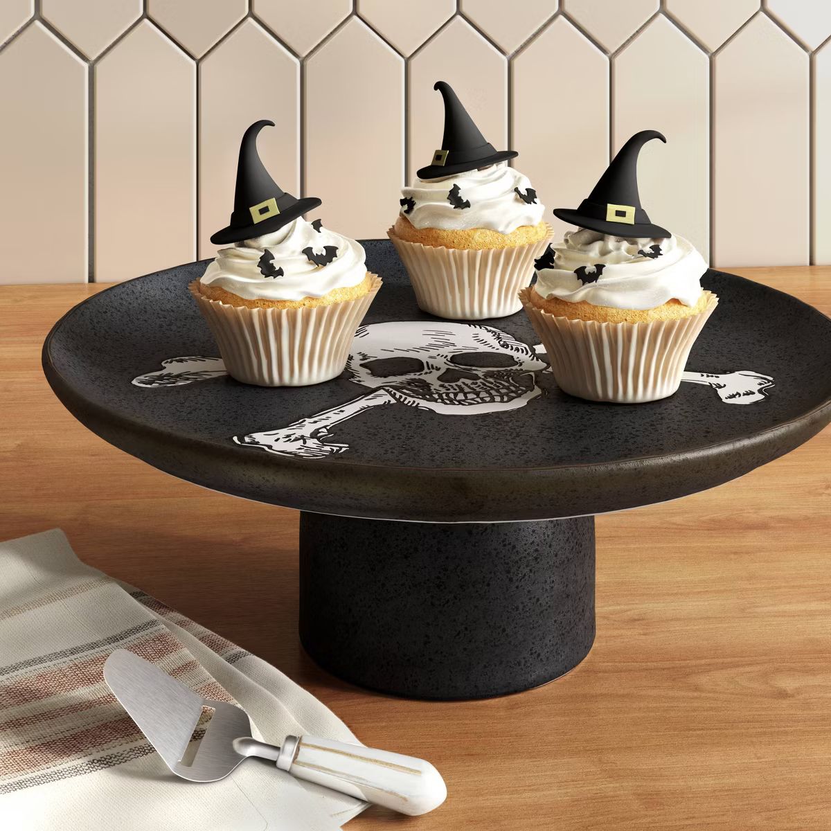 Halloween skull Stoneware Dessert and Cupcake Stand Black - Threshold™ | Target