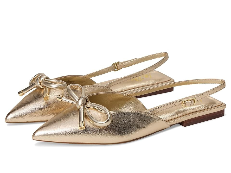 Lilly Pulitzer Brit Leather Bow Slingback Women's Sandals Gold Metallic : 6.5 M | Zappos
