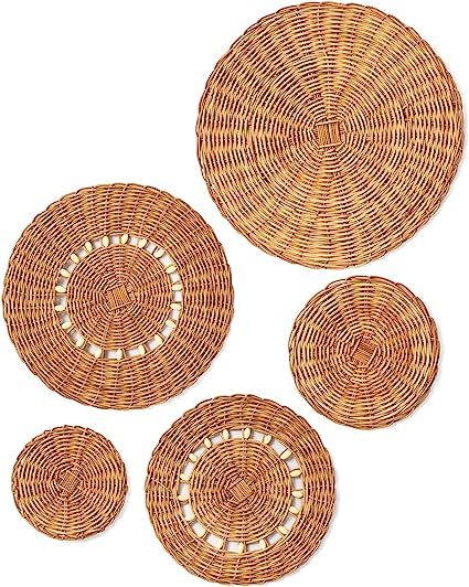 Artera Wicker Wall Basket Decor - Hanging Woven Wall Decoration, Natural Round Bohemian Rustic Wa... | Amazon (US)