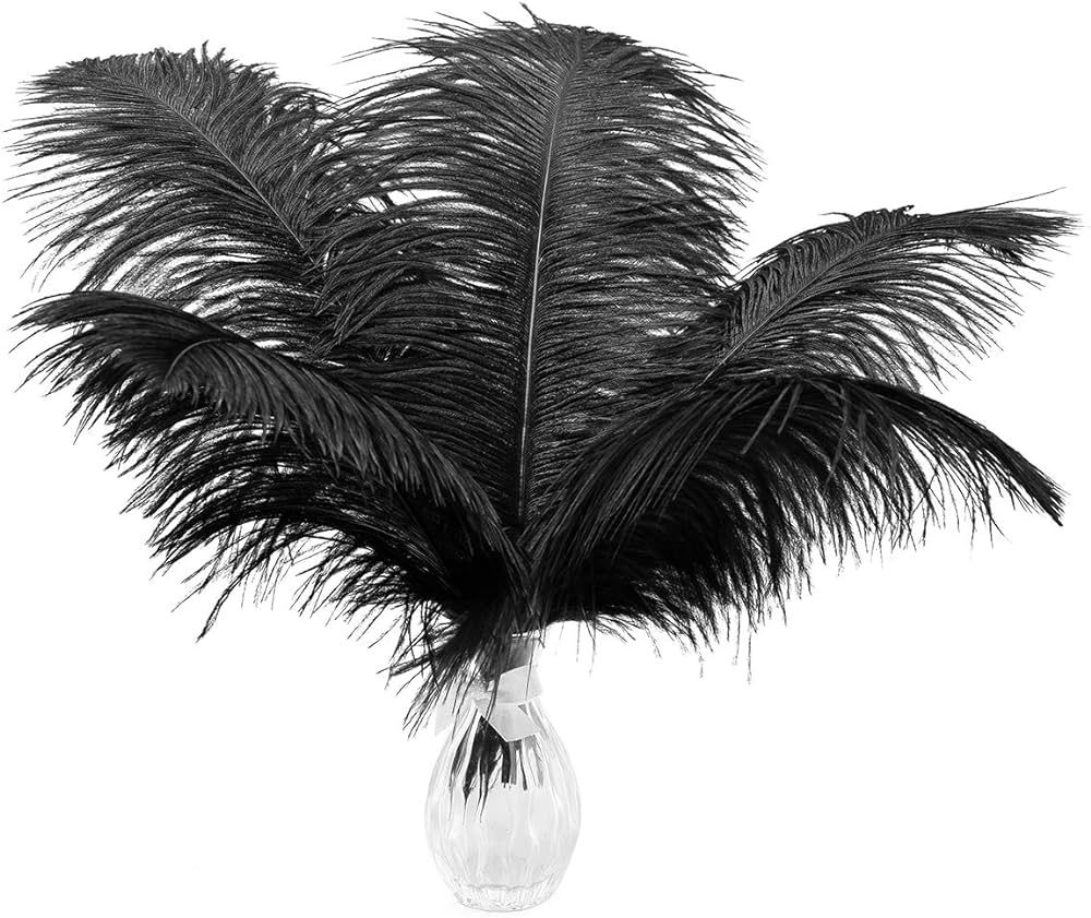 12pcs Natural Black Ostrich Feathers 12-14inch (30-35cm) for Wedding Party Centerpieces，Flower ... | Amazon (US)