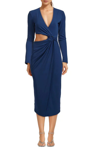Audrey Long Sleeves Dress In Indigo | Shop Simon