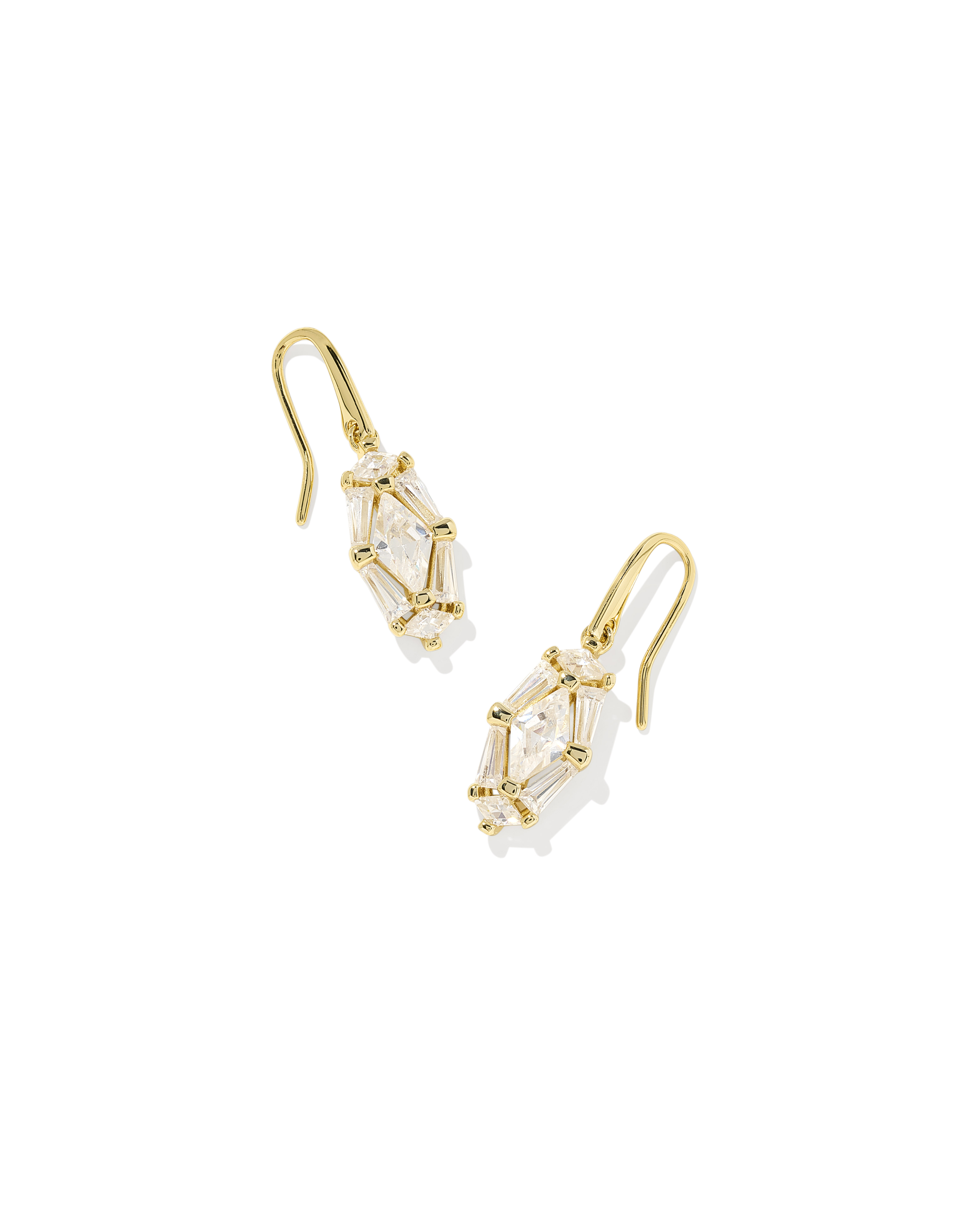 Lindy Rae Lee Gold Drop Earrings in White Crystal | Kendra Scott