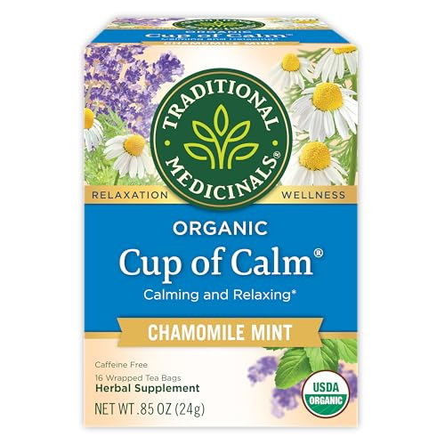 Traditional Medicinals Tea, Organic Cup of Calm, Calming & Relaxing with Chamomile Mint, 16 Tea Bags | Amazon (US)
