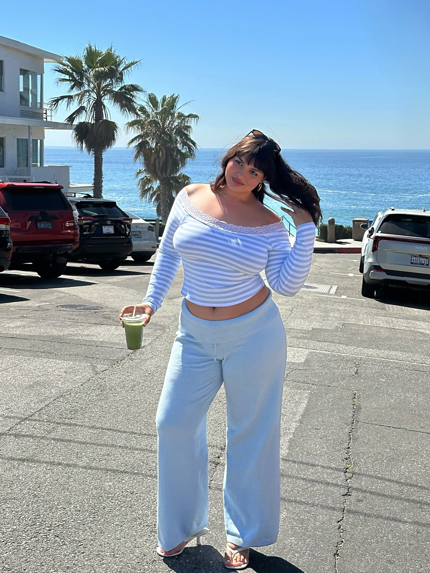 always down for a matcha and beach day 🩵