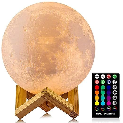 Moon Lamp, LOGROTATE 16 Colors LED Night Light 3D Printing Moon Light with Stand & Remote/Touch C... | Amazon (US)