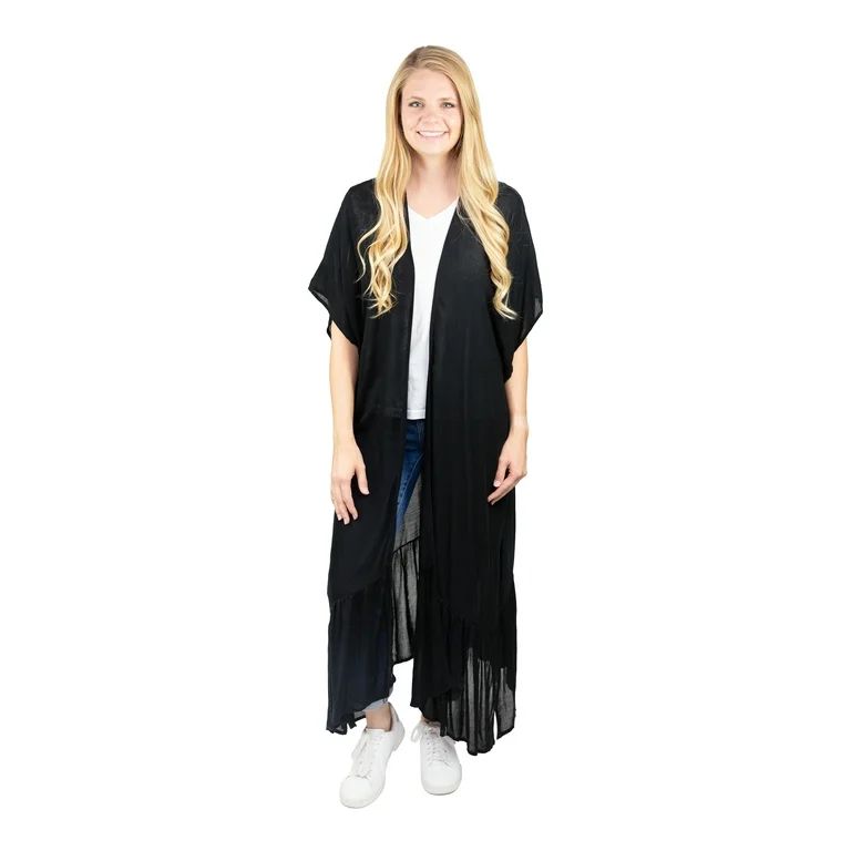 Time and Tru Women's Black Duster Layering Piece | Walmart (US)